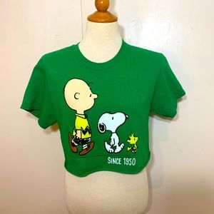 Peanuts 2018 Worldwide Snoopy & Charlie Brown Green T Shirt